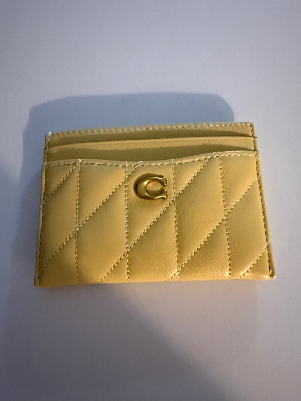 Coach Quilted Vanilla Card Holder with Gold 'C' Emblem